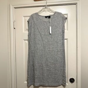 Grey Crepe Linen Woven Dress NWT